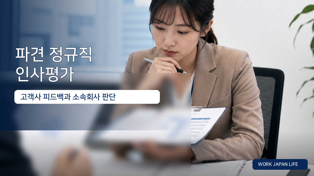 파견회사 정규직의 평가면담을 표현한 이미지